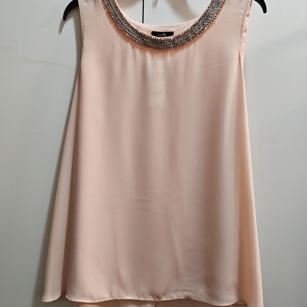 Wallis Light Pink Sleeveless Blouse with Embellished Neckline